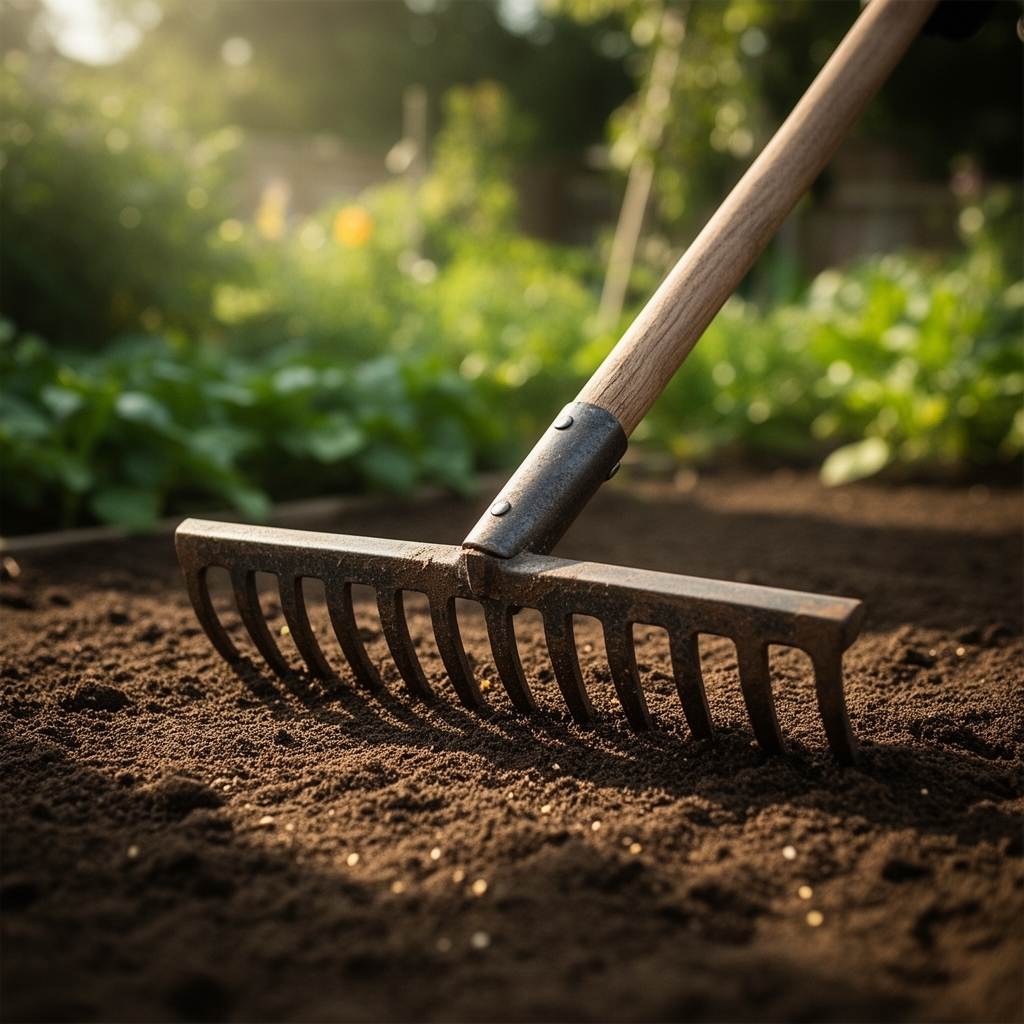 How to use a garden rake for seedbed leveling