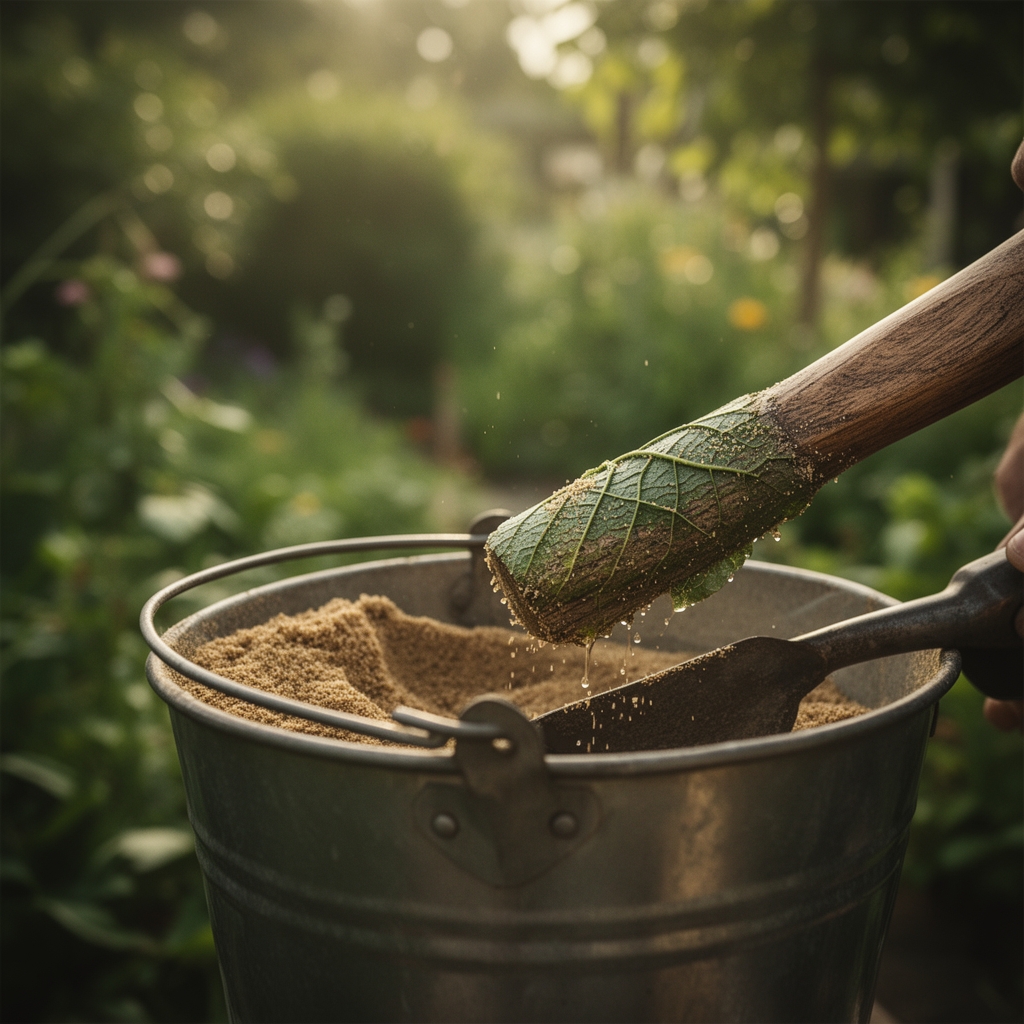 Preparing a sand and oil bucket for tool cleaning