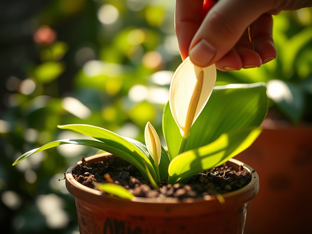 Steps for repotting a peace lily