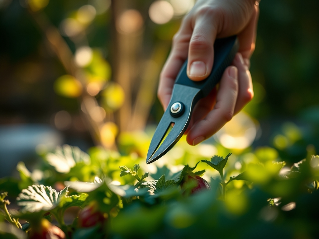 Using a garden cutter for vegetable pruning